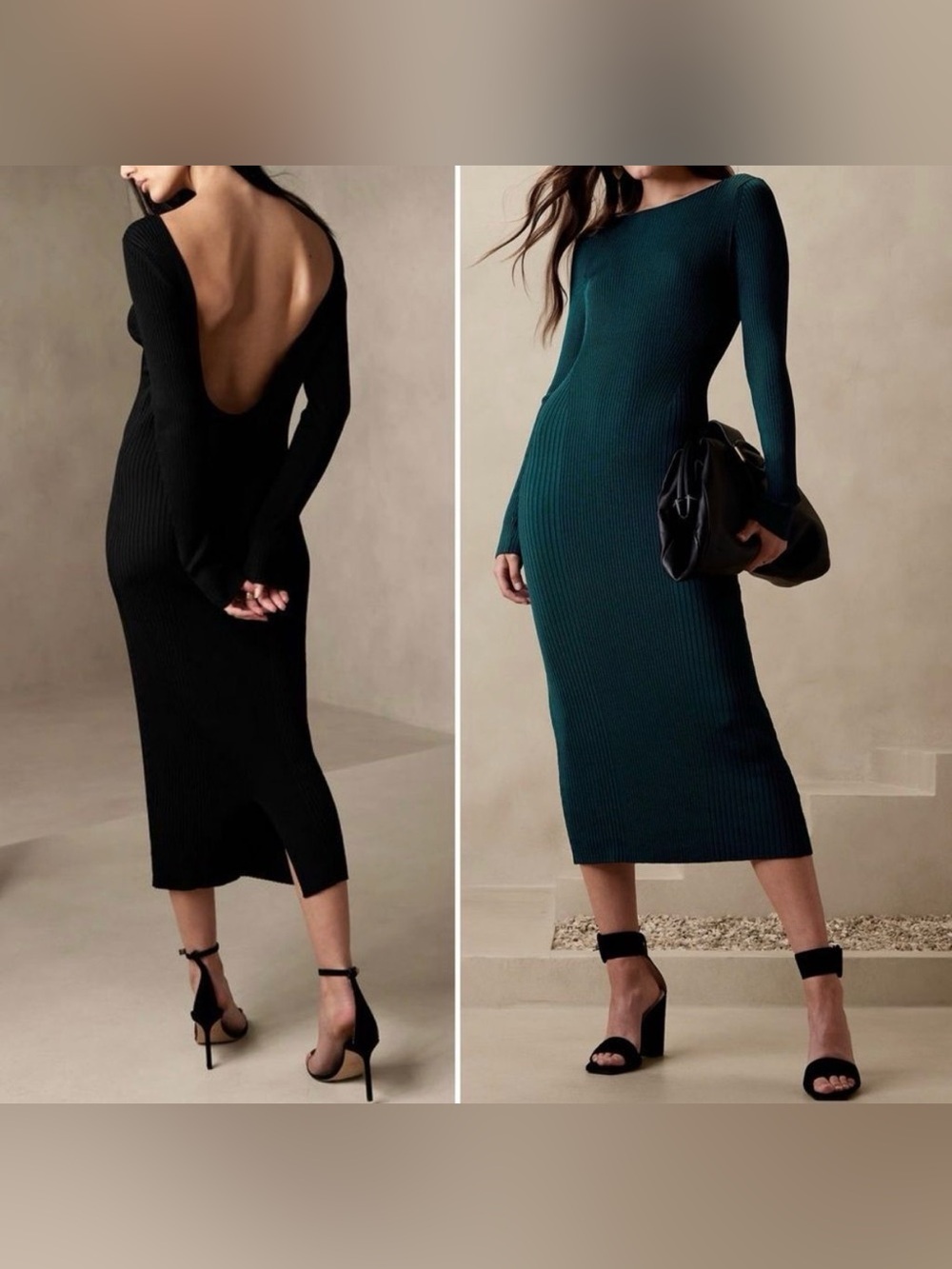 Banana Republic Ines Scoop-back Sweater Dress - Black